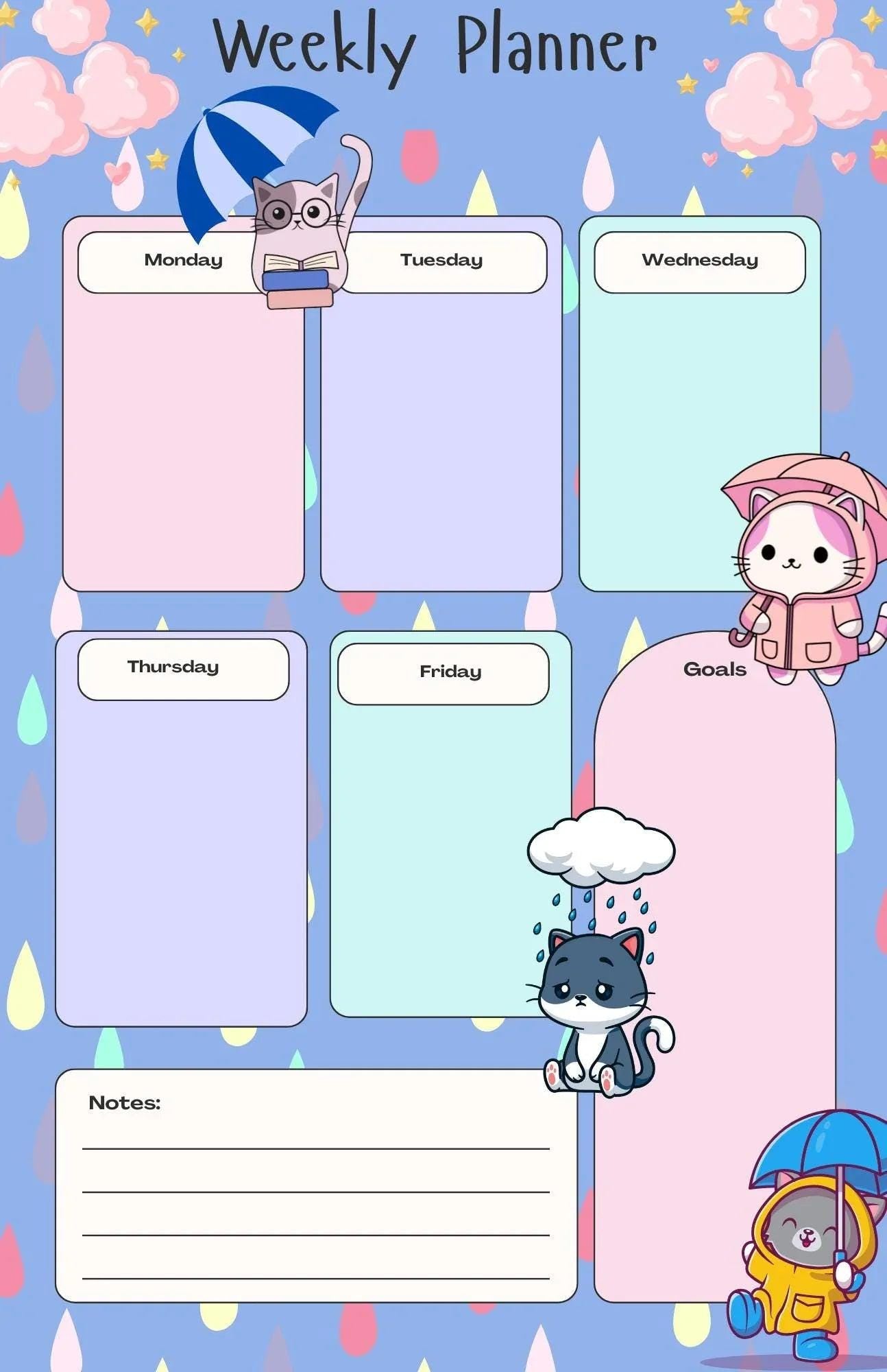 Rainy Day Vibes Weekly Planner Notepad 5.5" x 8.5" - Autumnmist Boutique