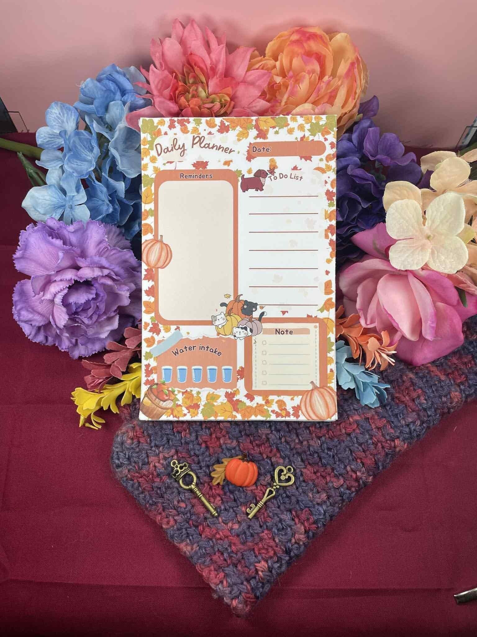 Autumn Pets Daily Planner Notepad 5.5" x 8.5" - Autumnmist Boutique