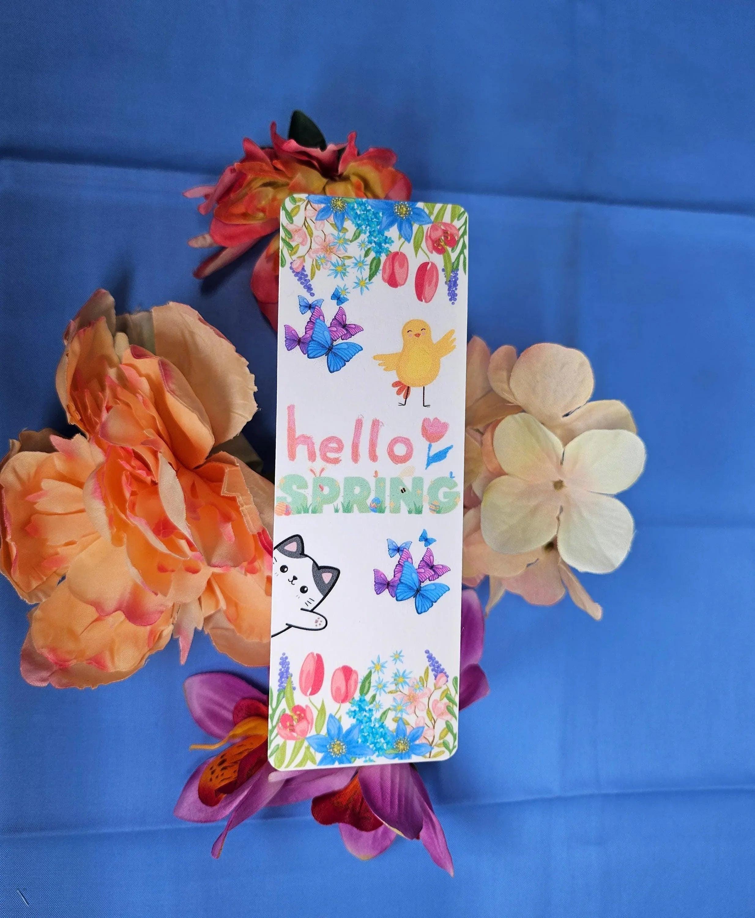 Hello Spring Laminated Bookmark - Autumnmist Boutique