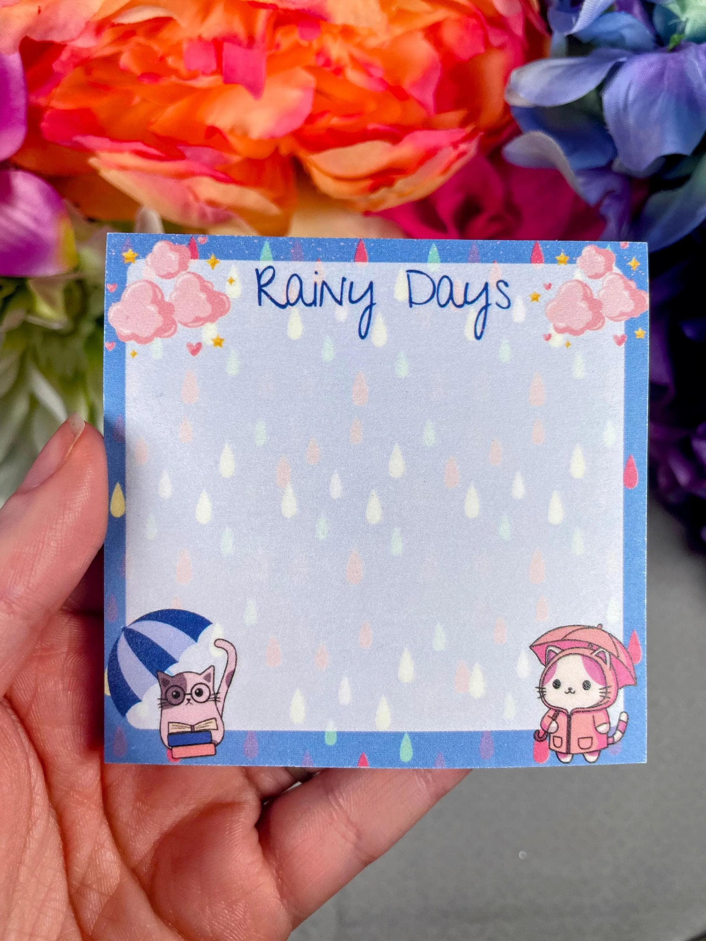 Rainy Day Vibes Sticky Notes 3" x 3" - Autumnmist Boutique