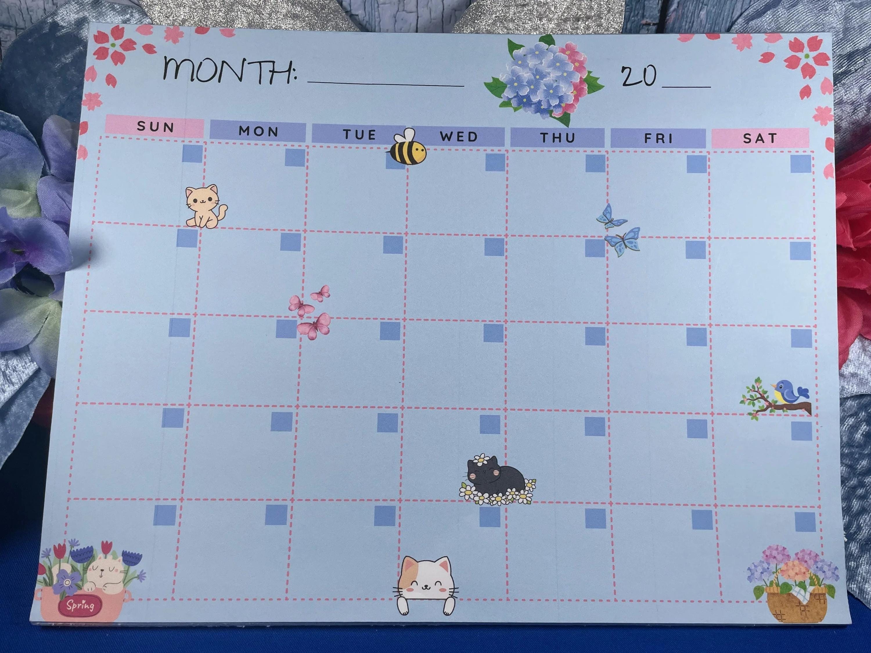 Sweet Paws Parade Blank Calendar Notepad 8.5" x 11" - Autumnmist Boutique