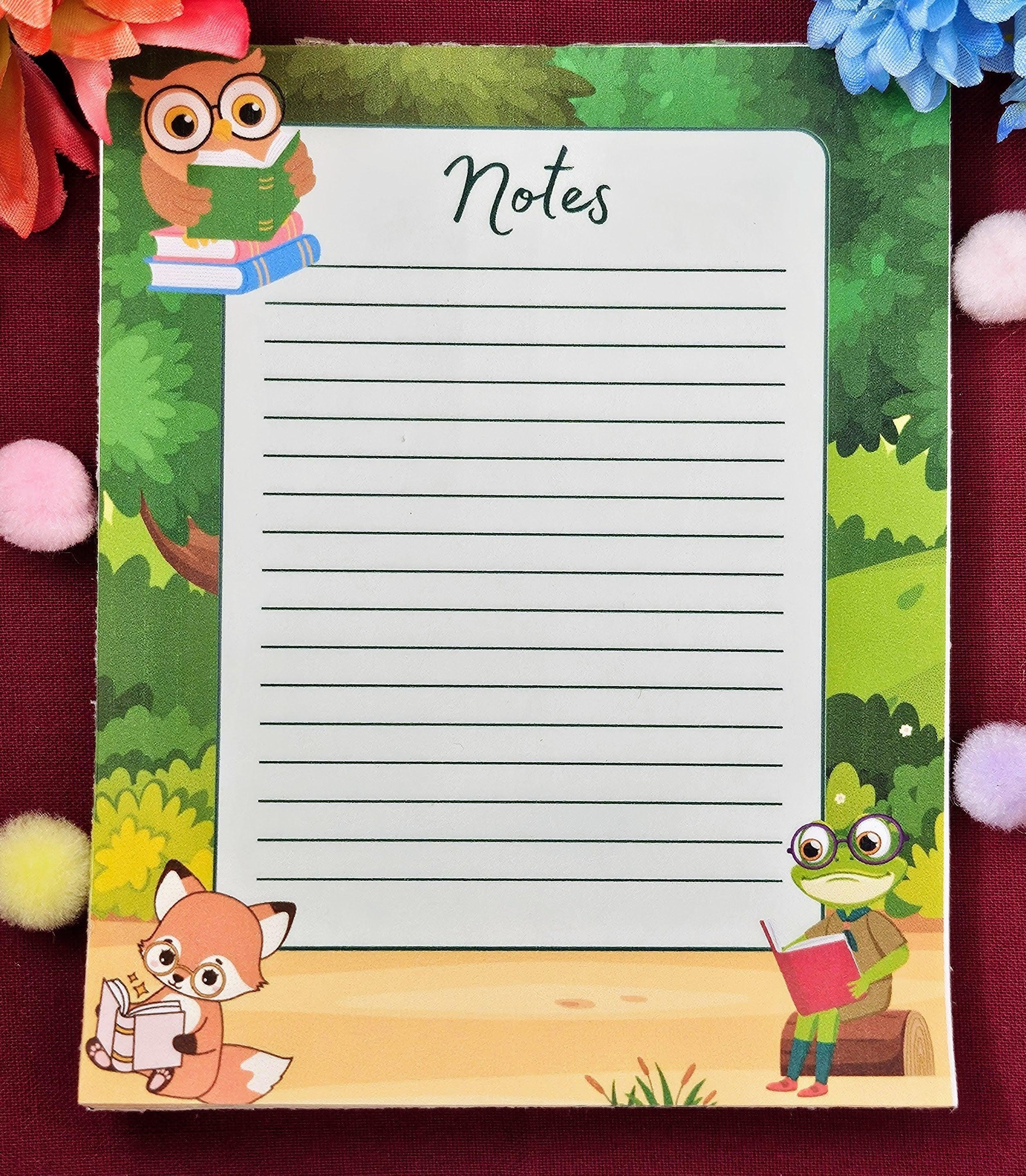 Forest Animal Reading Notepad 4.25" x 5.5" - Autumnmist Boutique