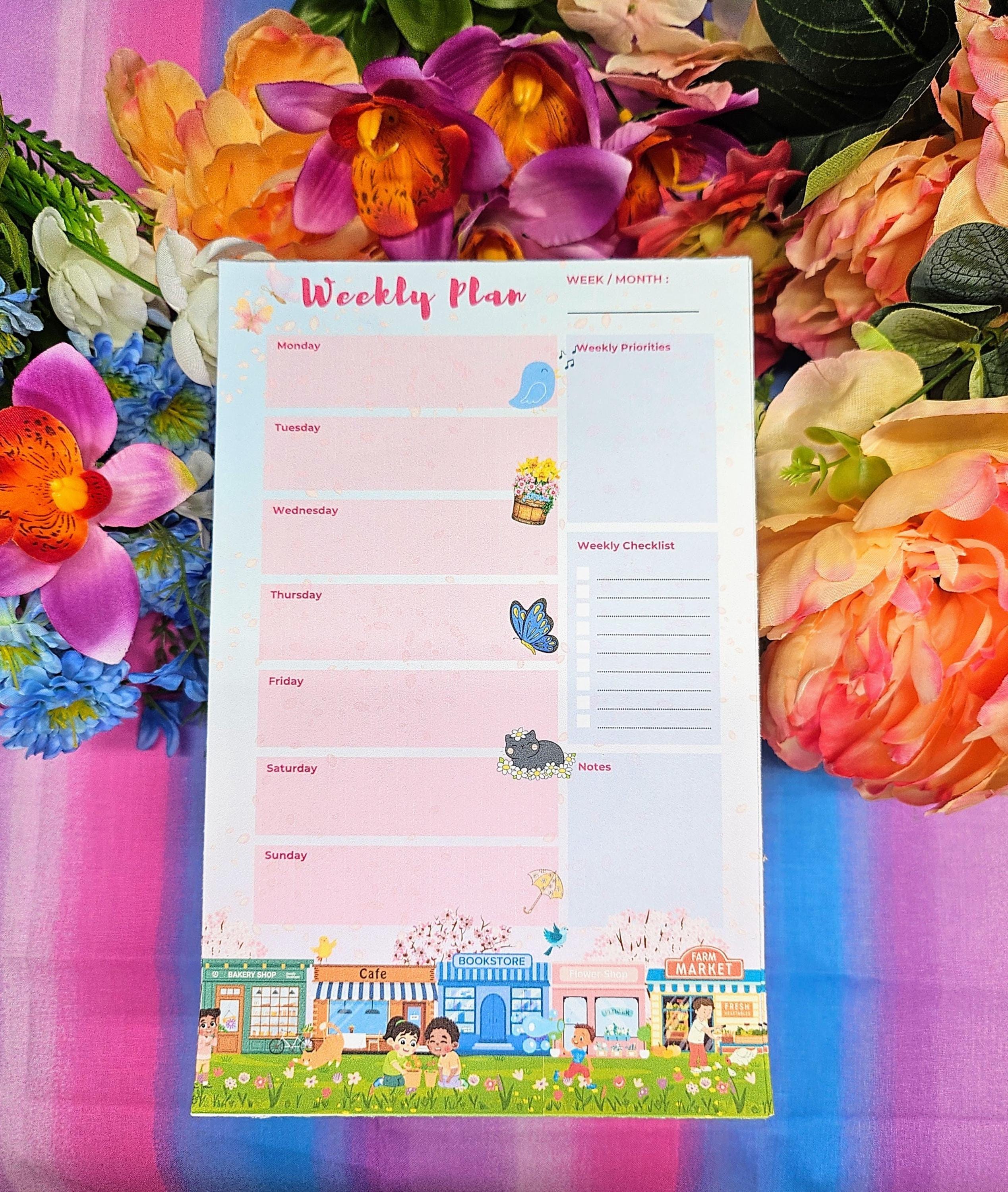 Main Street Spring Edition Weekly Planner Notepad 5.5" x 8.5" - Autumnmist Boutique