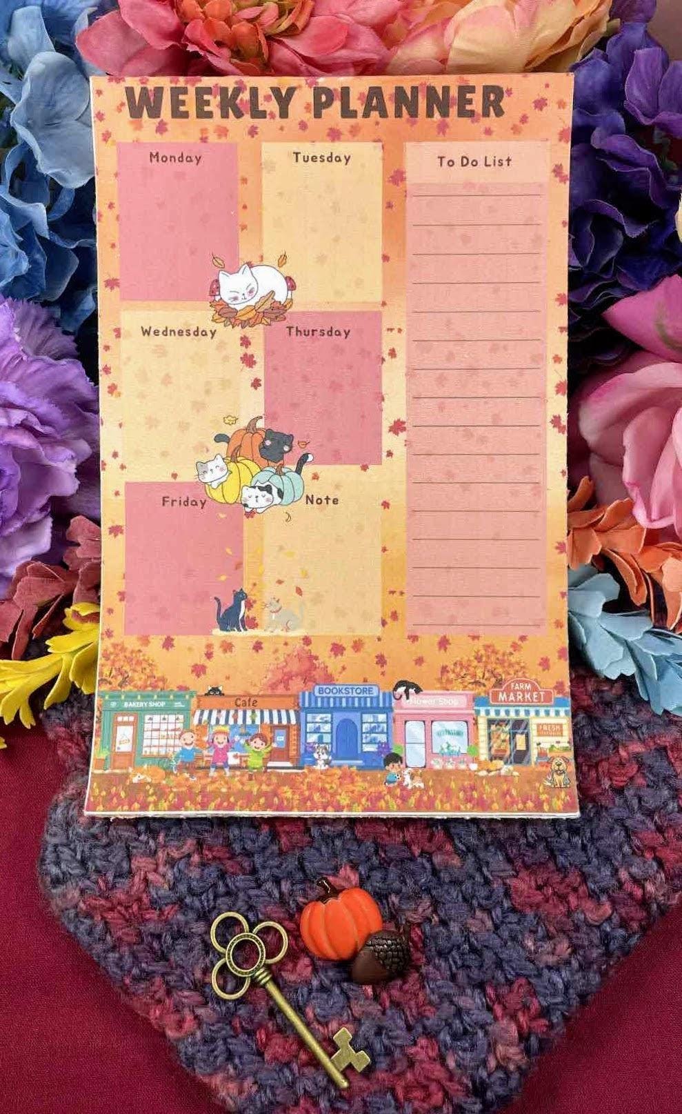 Main Street Fall Edition Weekly Planner Notepad 5.5" x 8.5" - Autumnmist Boutique