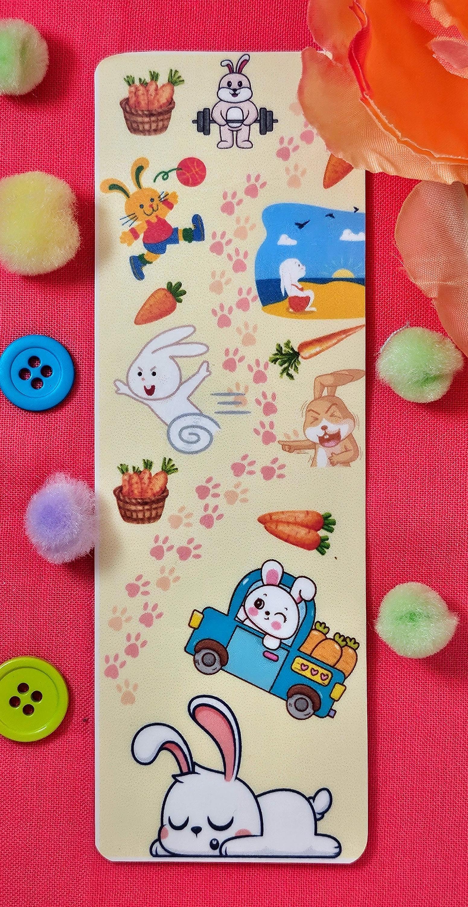 Bunny Carrot Fueled Adventures Laminated Bookmark - Autumnmist Boutique