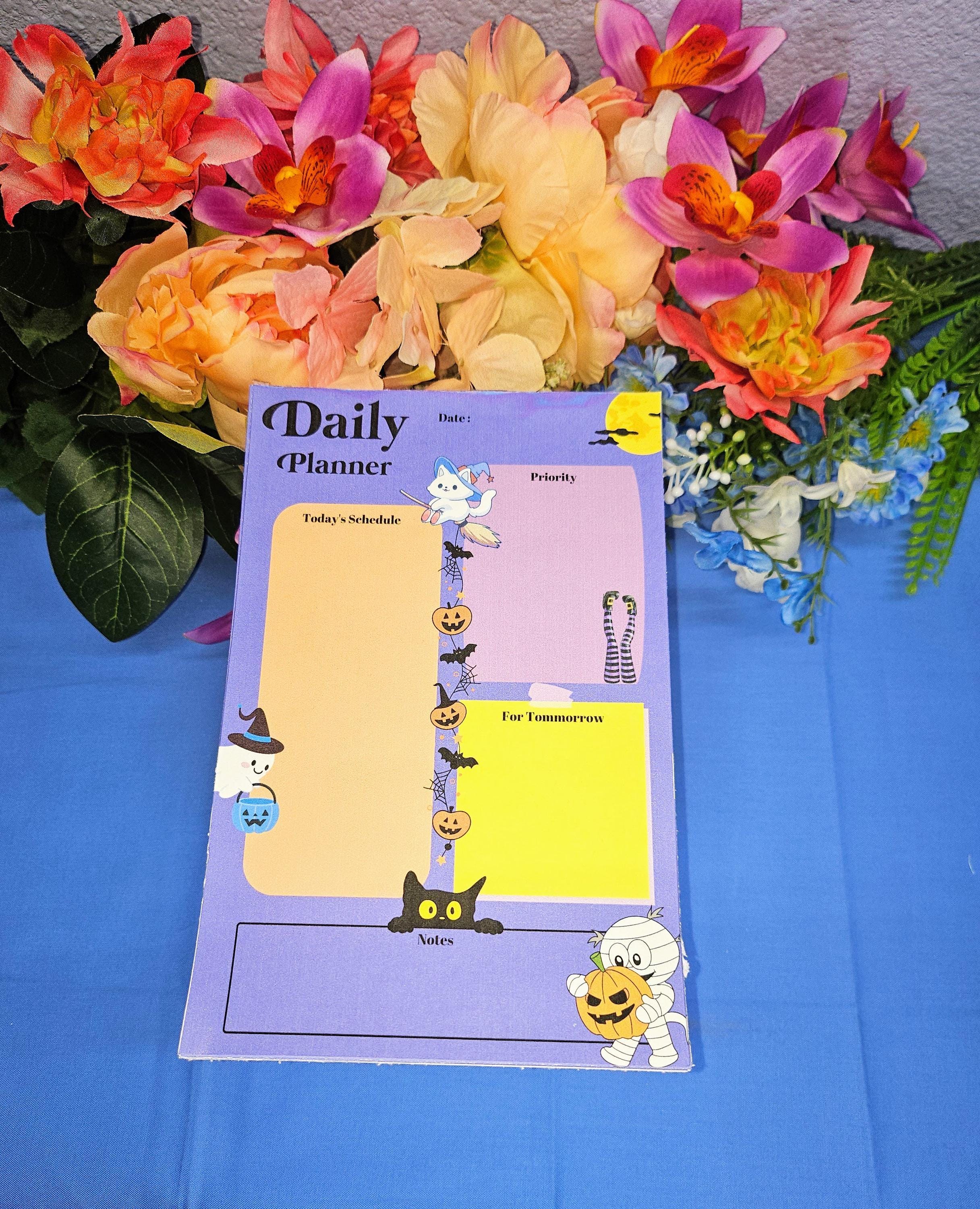 Happy Halloween Whiskers Daily Planner Notepad 5.5" x 8.5" - Autumnmist Boutique