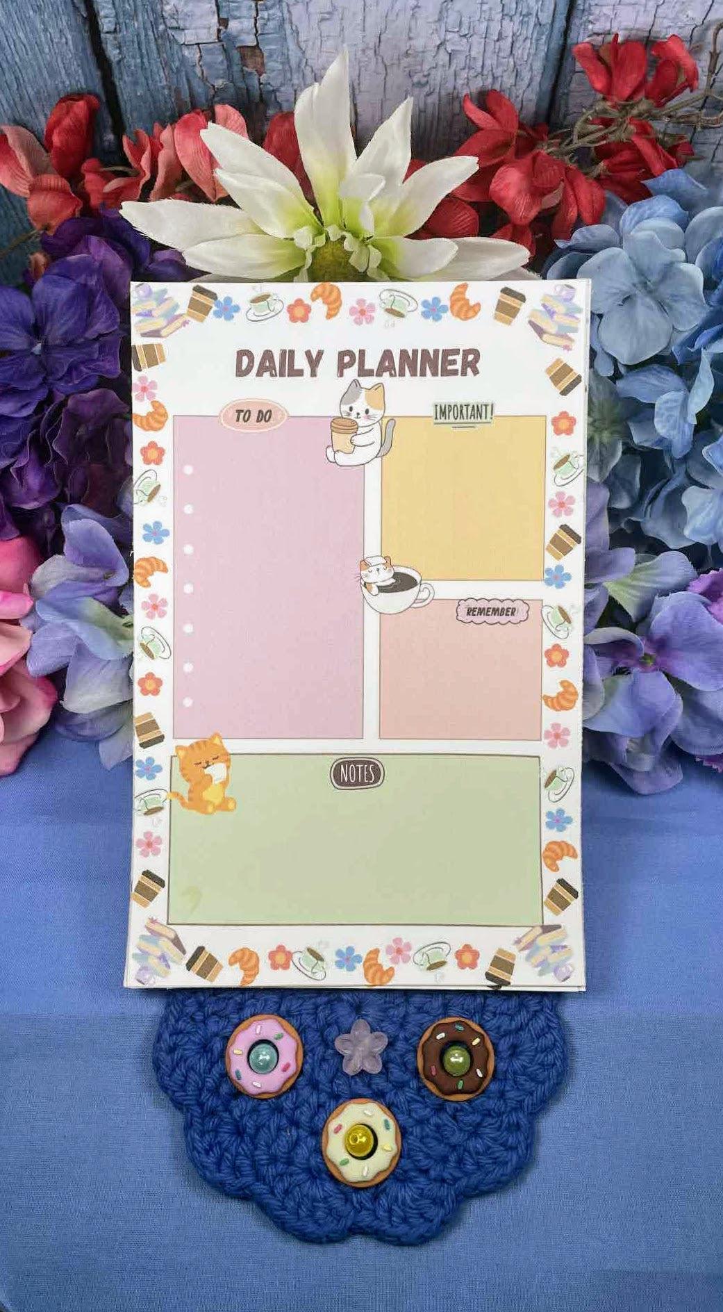 Cat Café Daily Planner Notepad 5.5" x 8.5" - Autumnmist Boutique