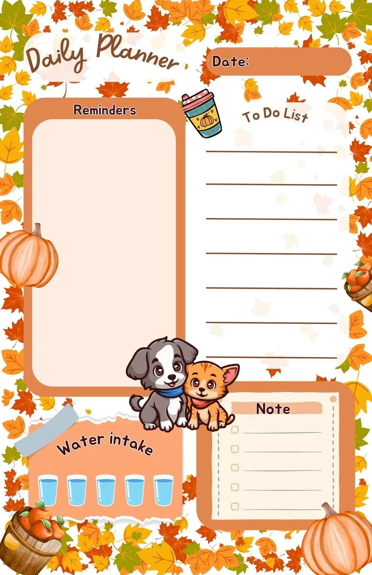 Autumn Pets Daily Planner Notepad 5.5" x 8.5" - Autumnmist Boutique