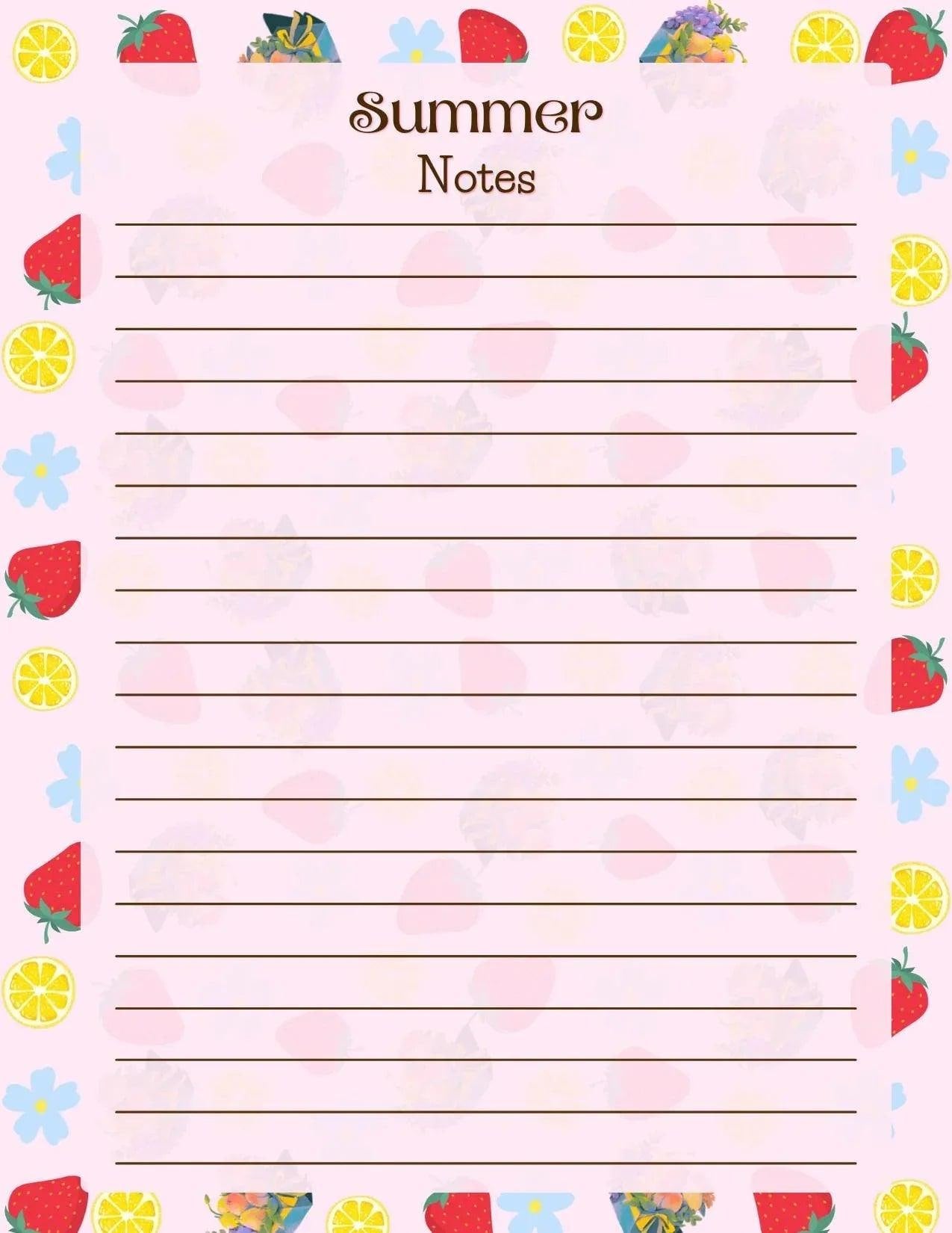 Strawberry & Lemon Notepad 4.25" x 5.5" - Autumnmist Boutique