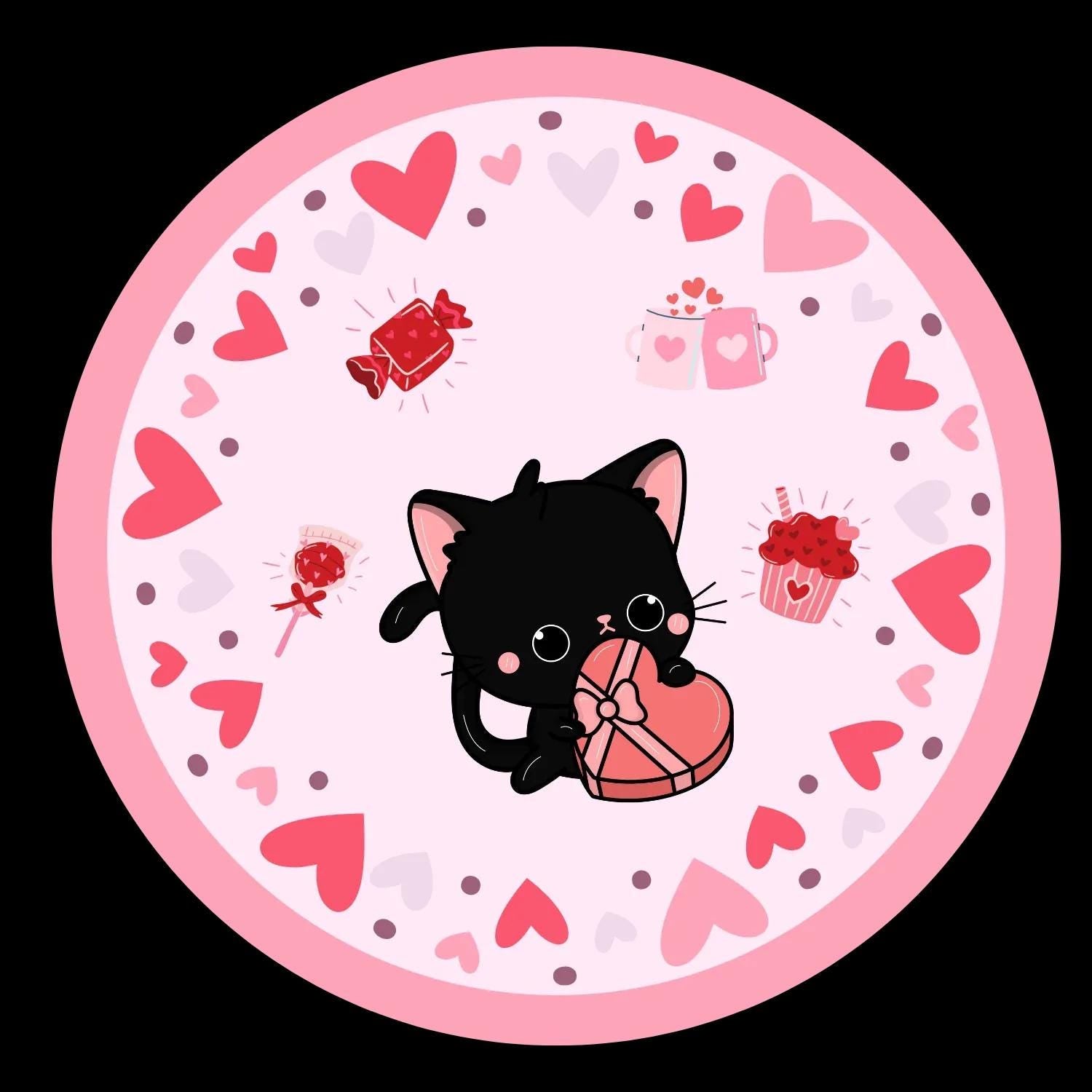 Valentine Whiskers Vinyl Sticker - Autumnmist Boutique
