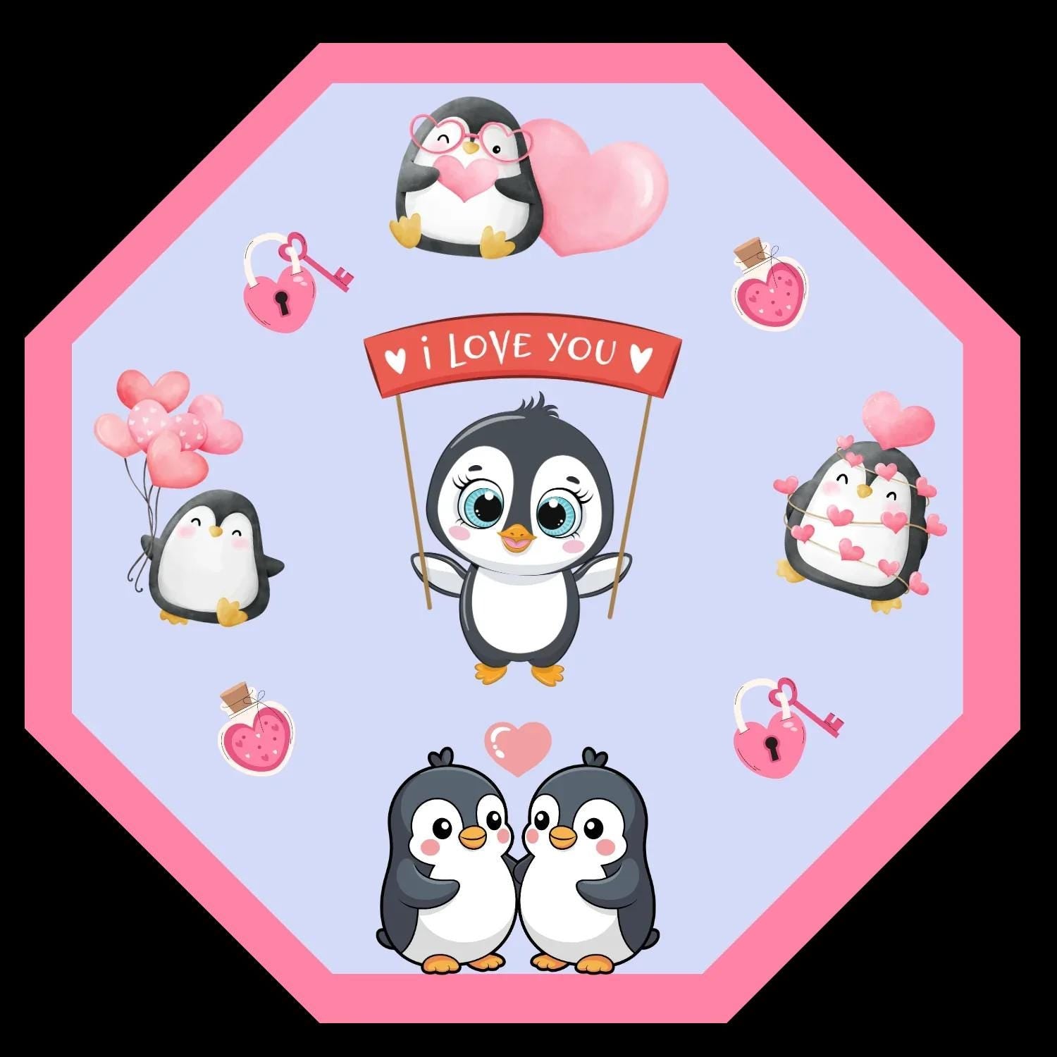 Penguin Kisses & Heart Wishes Vinyl Sticker - Autumnmist Boutique