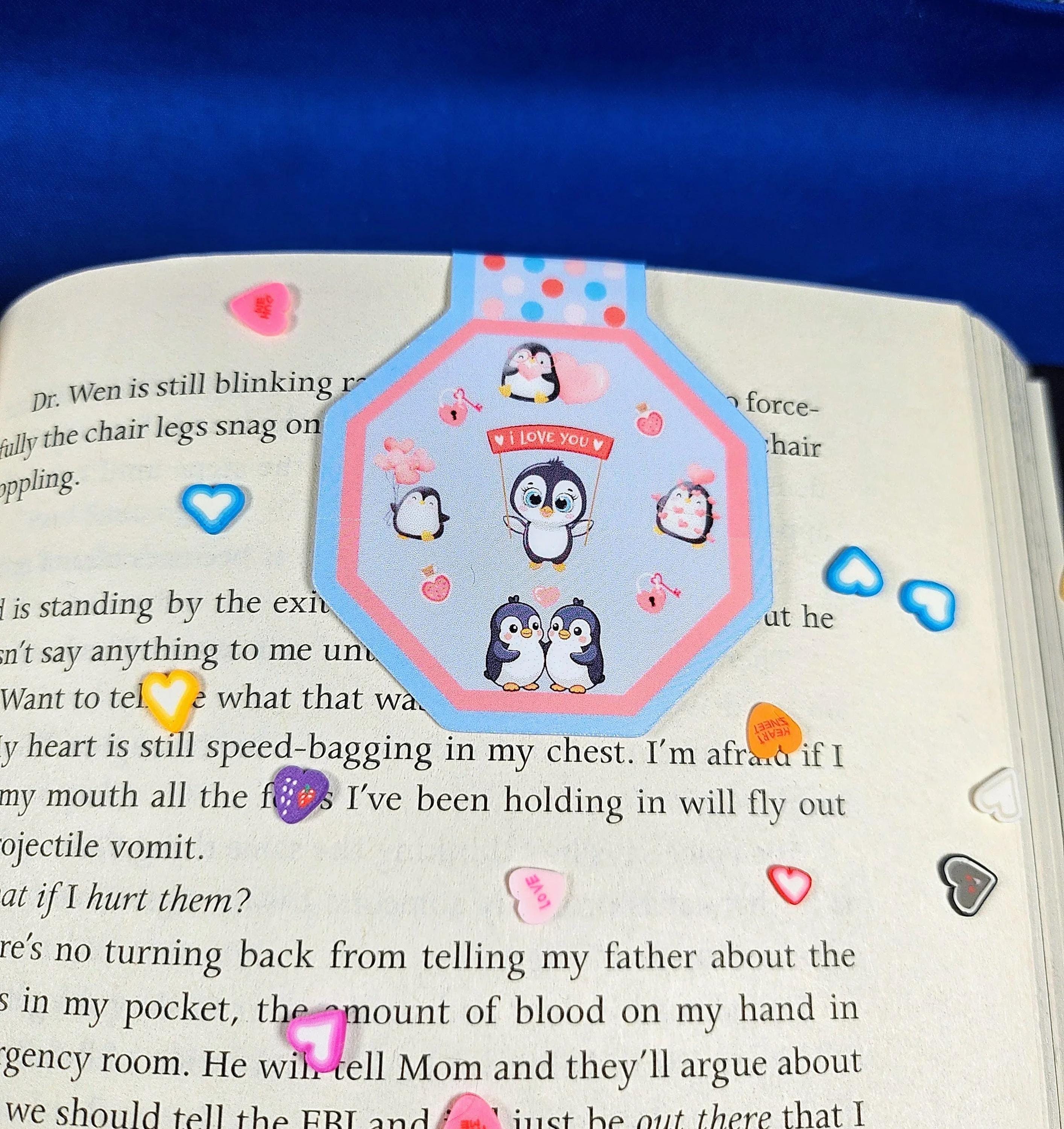 Penguin Kisses & Heart Wishes Magnetic Bookmark - Autumnmist Boutique