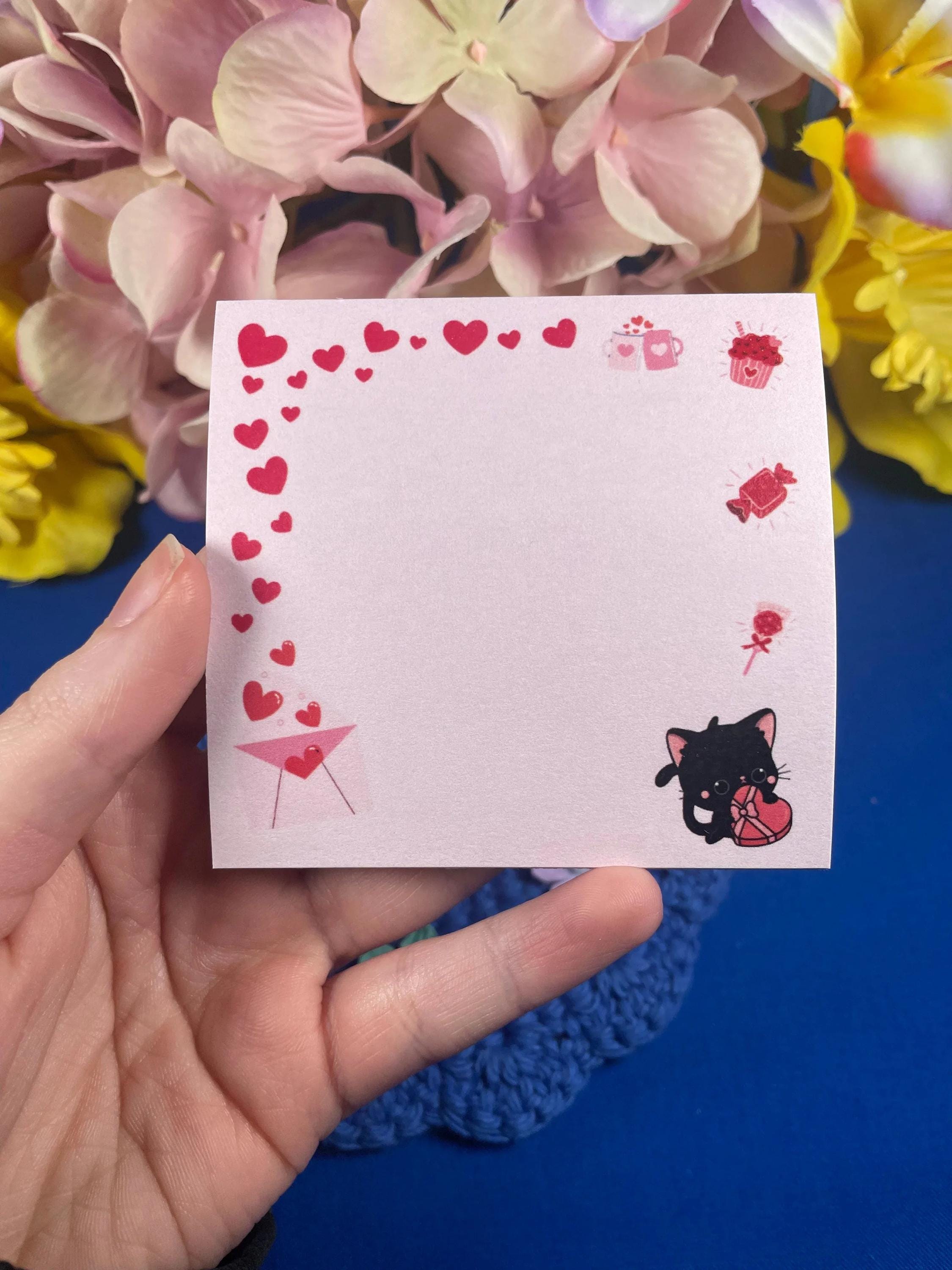 Valentine Whiskers Sticky Notes 3" x 3" - Autumnmist Boutique