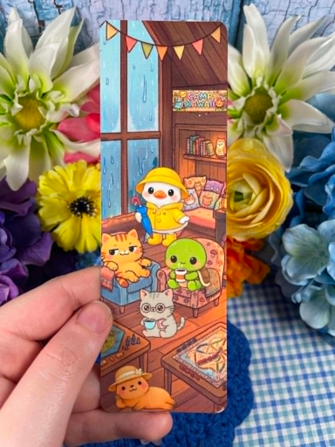 Camp Kawaii Rainy Day Cabin Laminated Bookmark Autumnmist Boutique