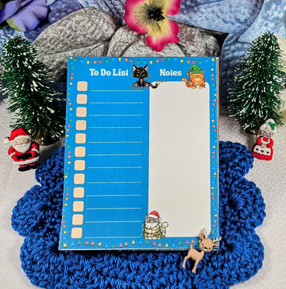 Xmas Cat Happy Holiday To-Do List Notepad 4.25" x 5.5" Autumnmist Boutique