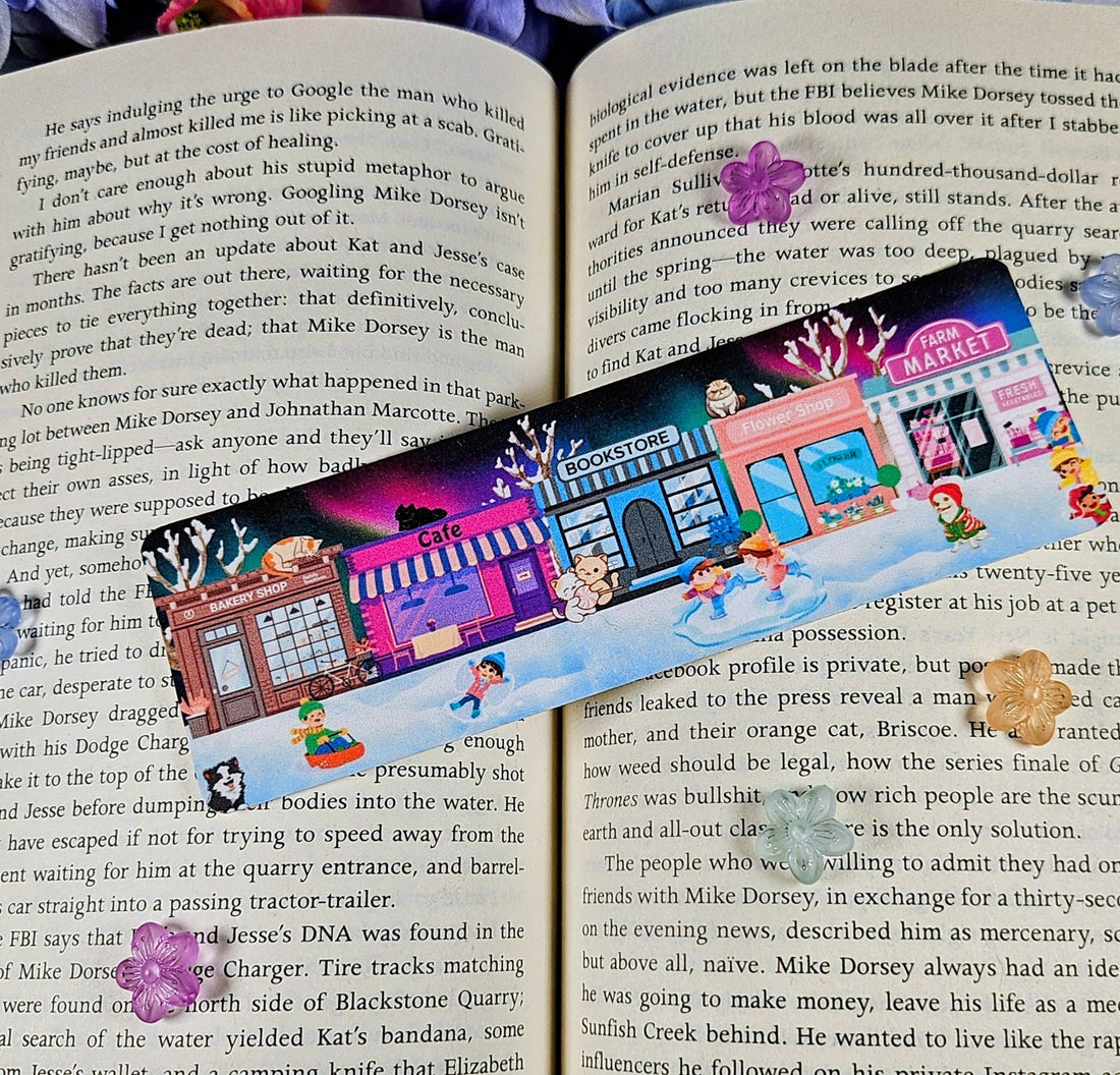 Main Street Winter Nights Bookmark Autumnmist Boutique