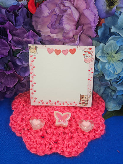 Paws &amp; Hearts Sticky Notes 3" x 3" Autumnmist Boutique