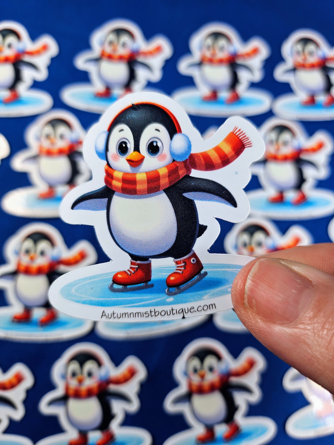 Ice Skating Penguin Vinyl Sticker Autumnmist Boutique