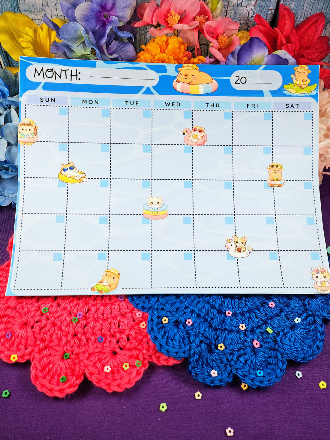 Pool Party Blank Calendar Notepad 8.5" x 11" Autumnmist Boutique