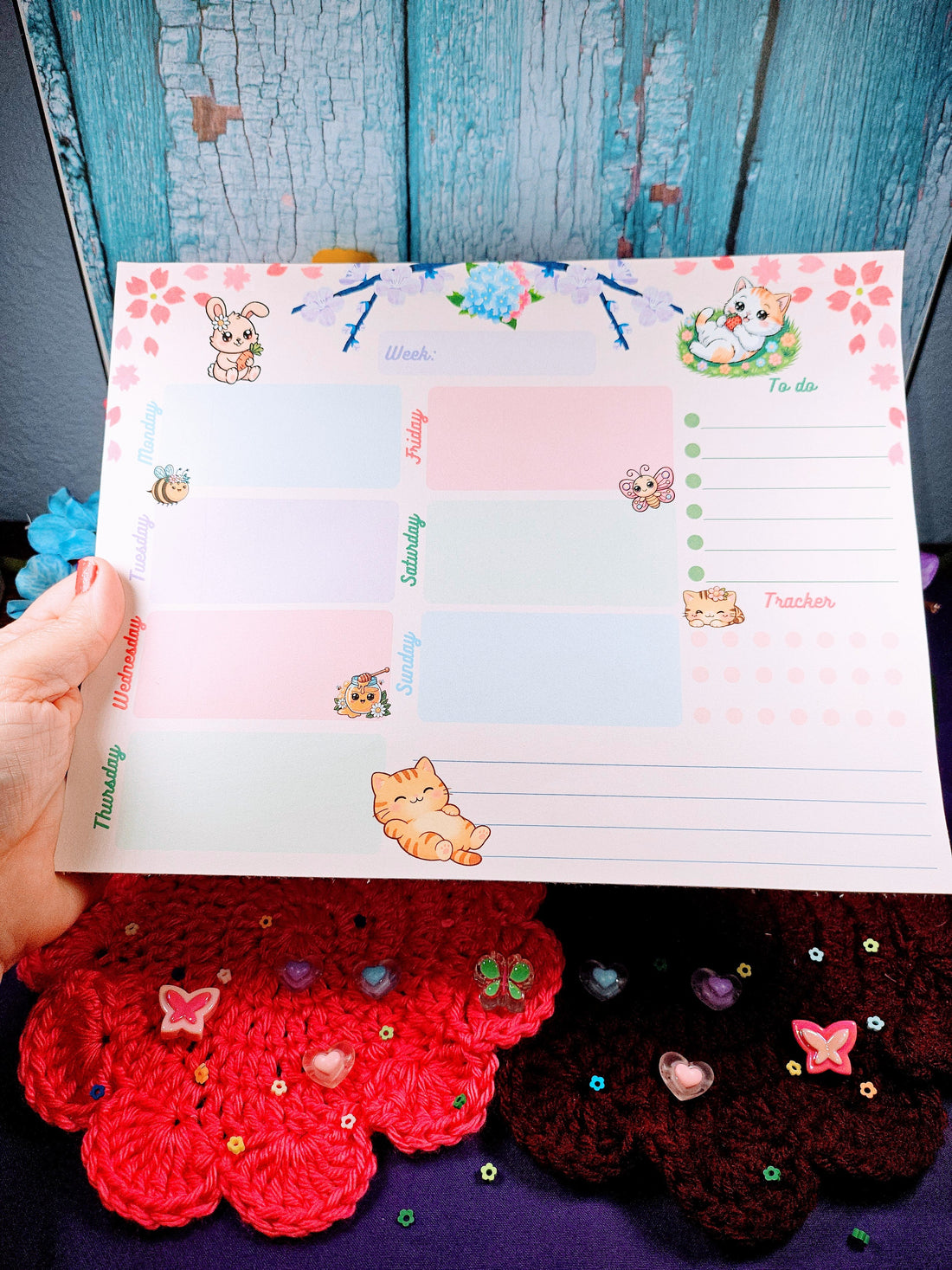 Cherry Blossom Spring Weekly Planner Notepad 8.5" x 11" Autumnmist Boutique