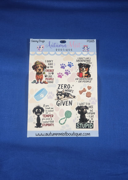 Sassy Dogs Vinyl Sticker Sheet Autumnmist Boutique