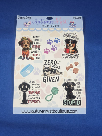 Sassy Dogs Vinyl Sticker Sheet Autumnmist Boutique