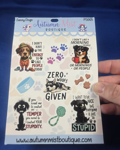 Sassy Dogs Vinyl Sticker Sheet Autumnmist Boutique