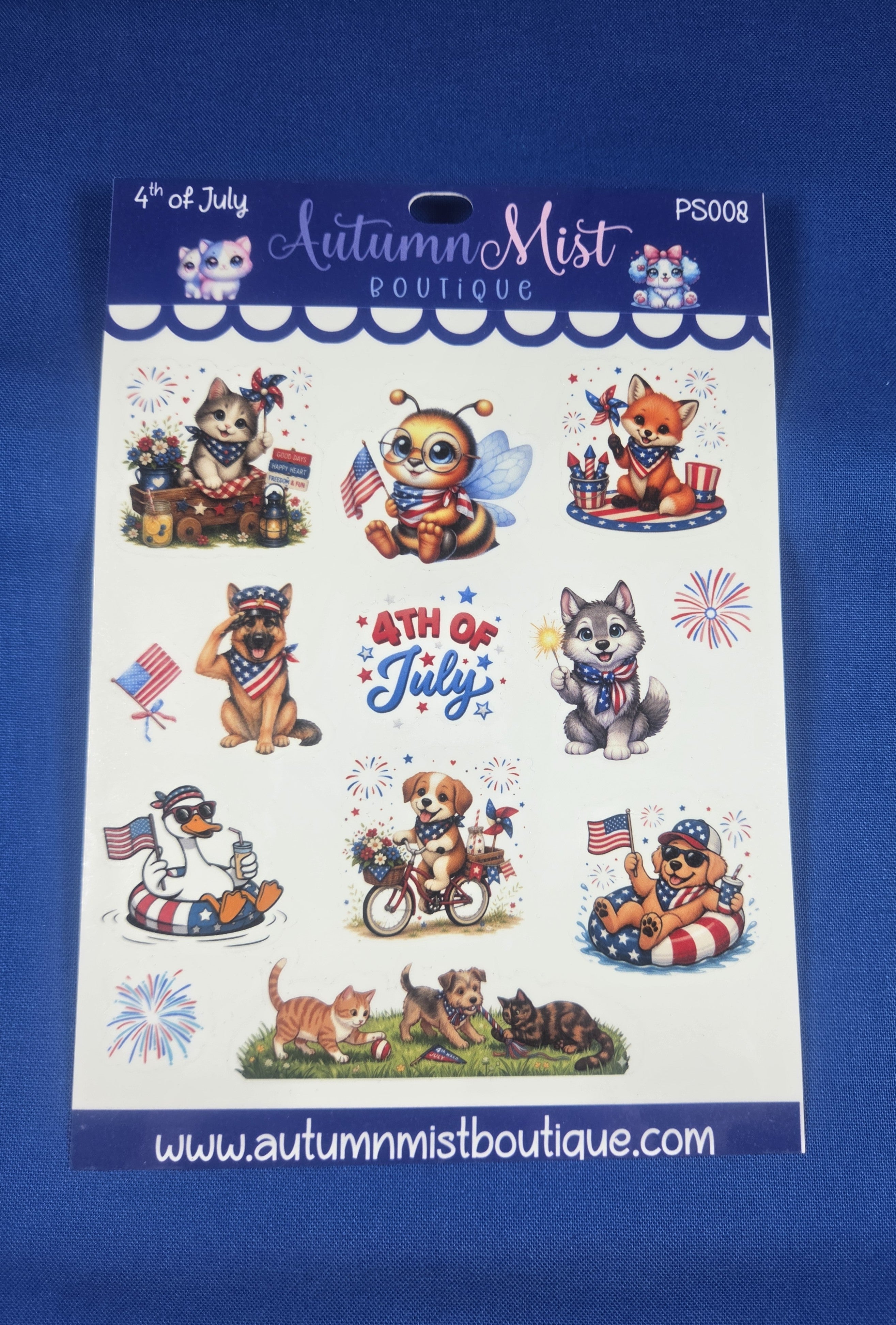 4th of July Vinyl Sticker Sheet Autumnmist Boutique