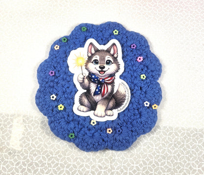 Stars &amp; Stripes Husky Vinyl Sticker Autumnmist Boutique