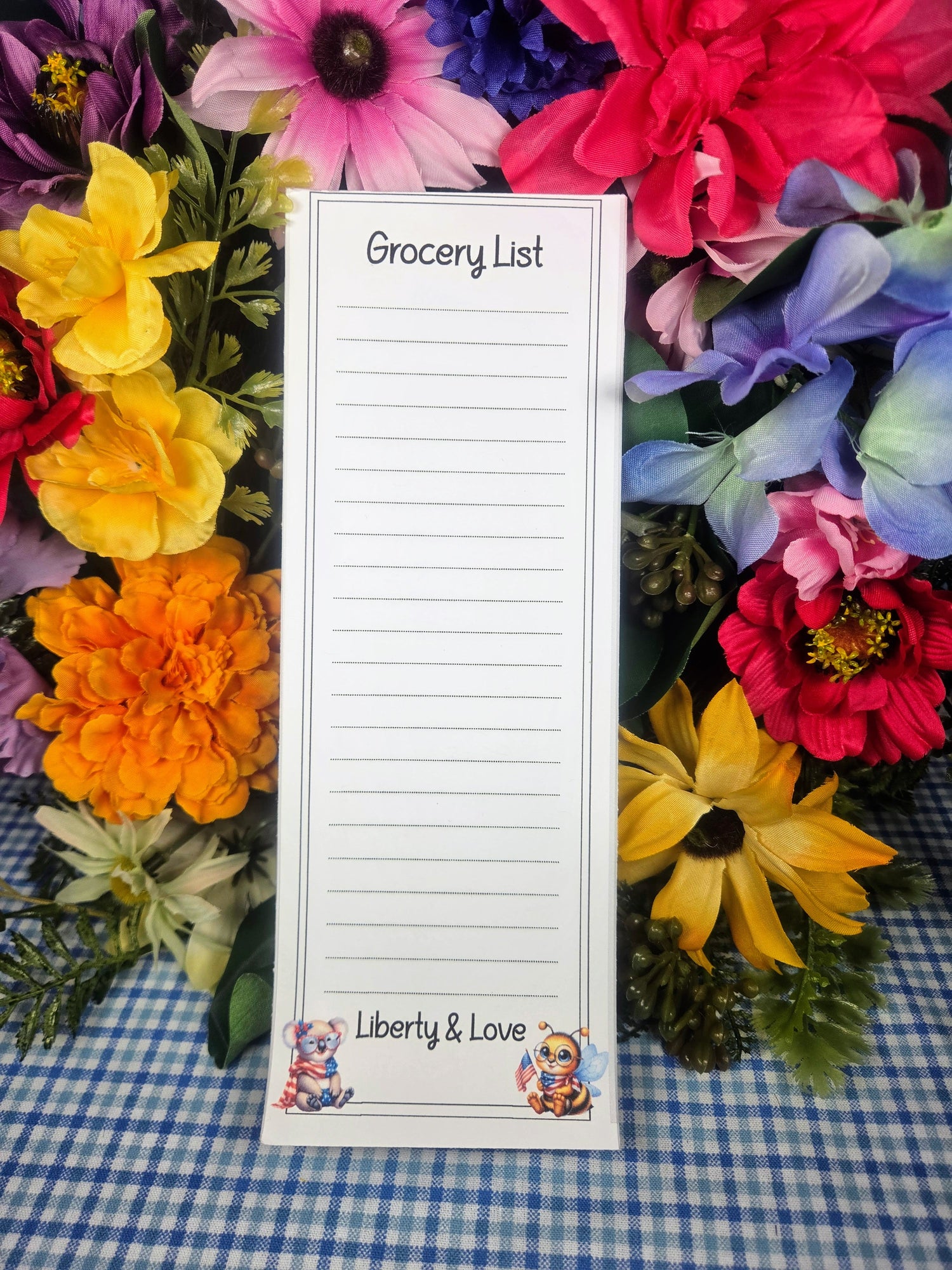 Liberty &amp; Love Patriotic Magnetic Notepad 3" x 8.5" Autumnmist Boutique