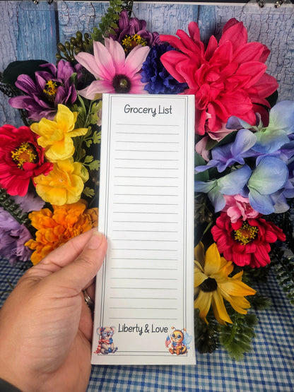 Liberty &amp; Love Patriotic Magnetic Notepad 3" x 8.5" Autumnmist Boutique