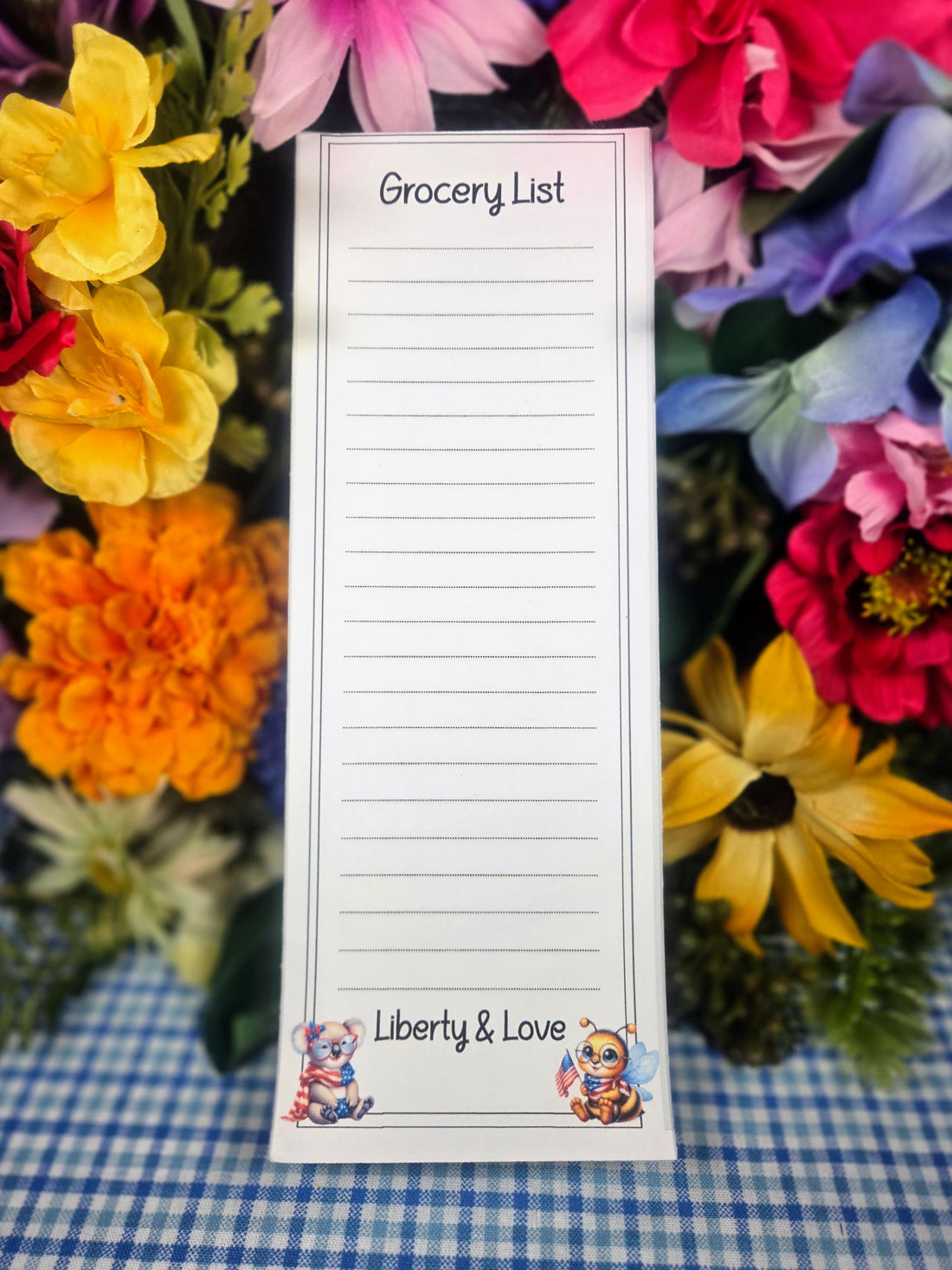 Liberty &amp; Love Patriotic Magnetic Notepad 3" x 8.5" Autumnmist Boutique