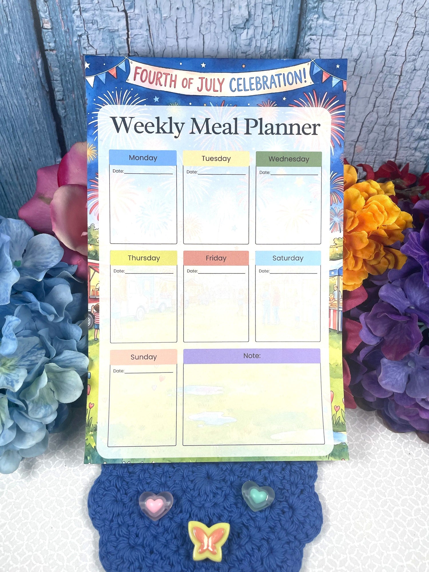 4th of July Patriotic Picnic Planner Notepad 5.5" x 8.5" Autumnmist Boutique
