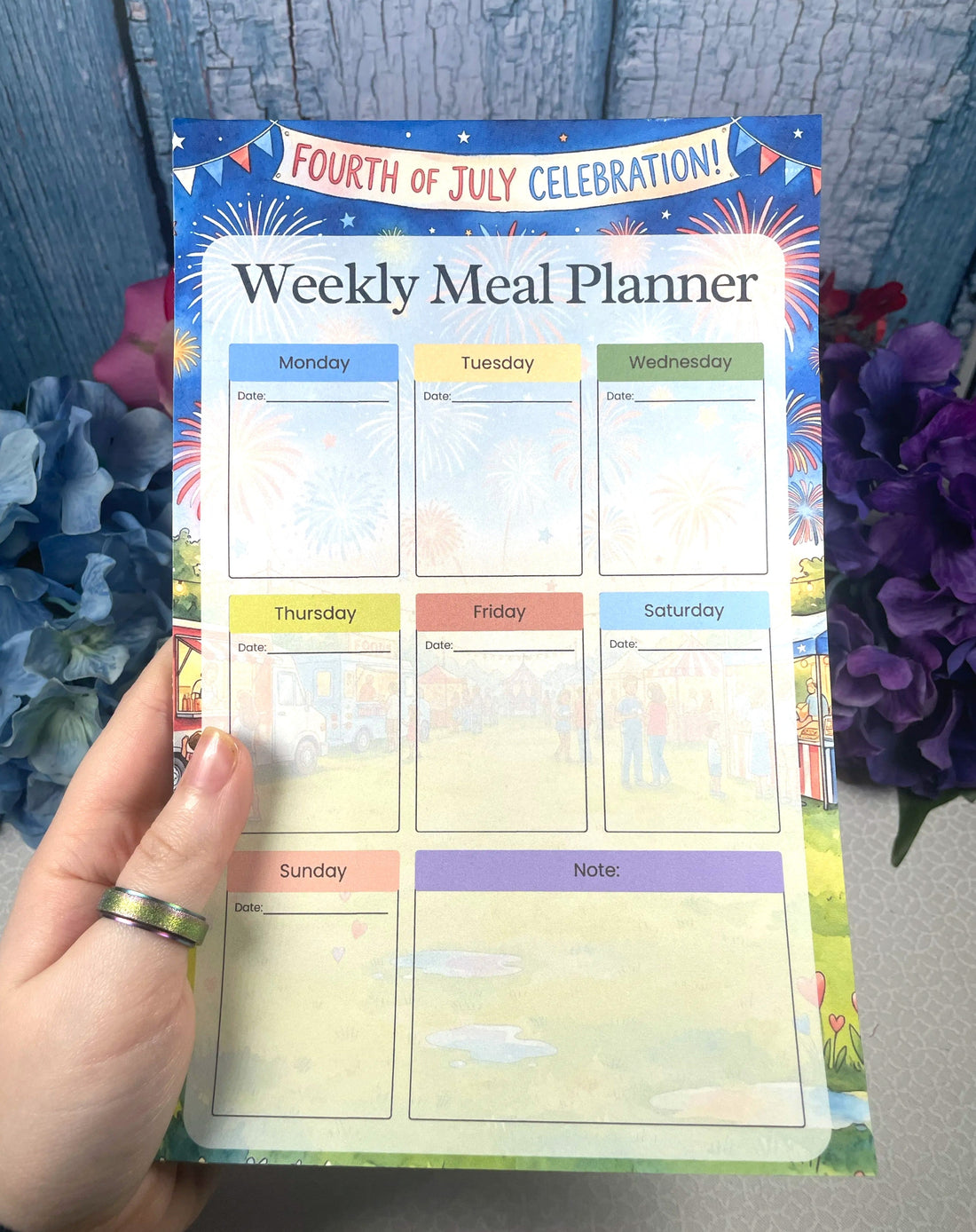 4th of July Patriotic Picnic Planner Notepad 5.5" x 8.5" Autumnmist Boutique
