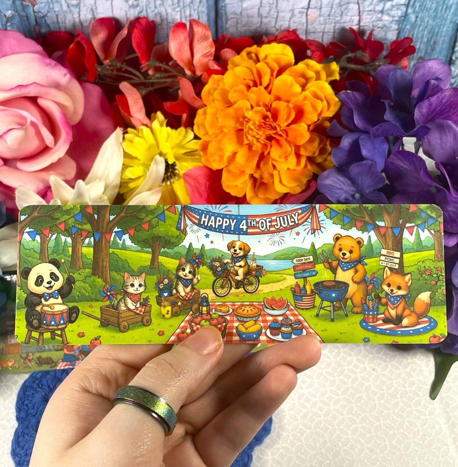 4th of July Patriotic Picnic Laminated Bookmark Autumnmist Boutique