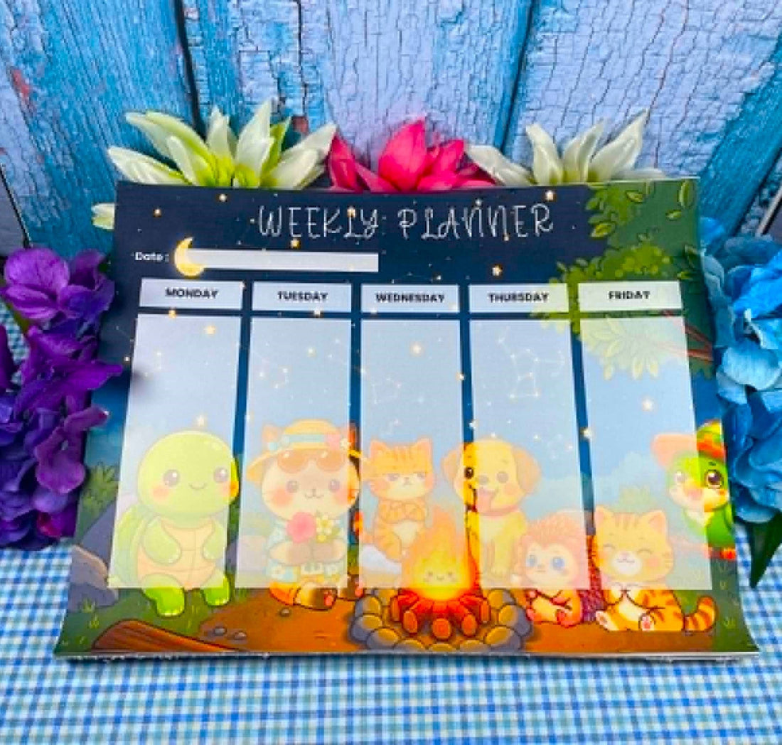 Camp Kawaii Starlight Campfire Weekly Planner Notepad 8.5" x 11" Autumnmist Boutique