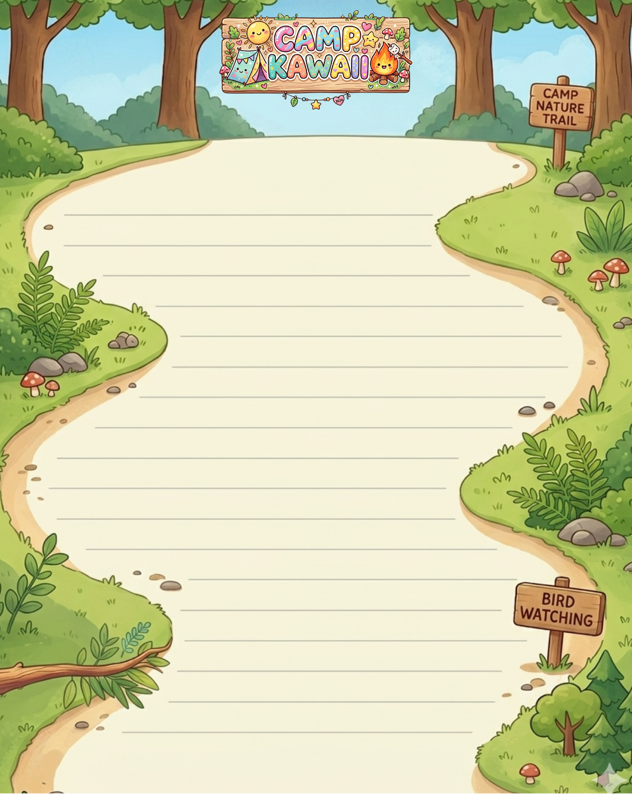 Camp Kawaii Hiking Trail Notepad 4.25" x 5.5" Autumnmist Boutique