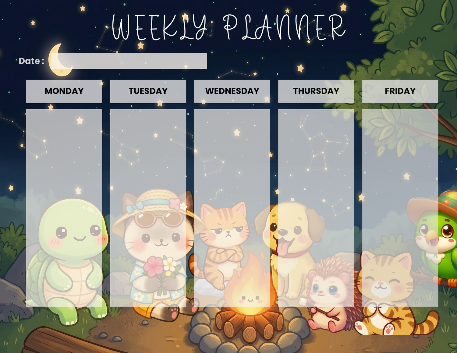 Summer Campfire Weekly Planner Notepad 8.5" x 11" Autumnmist Boutique