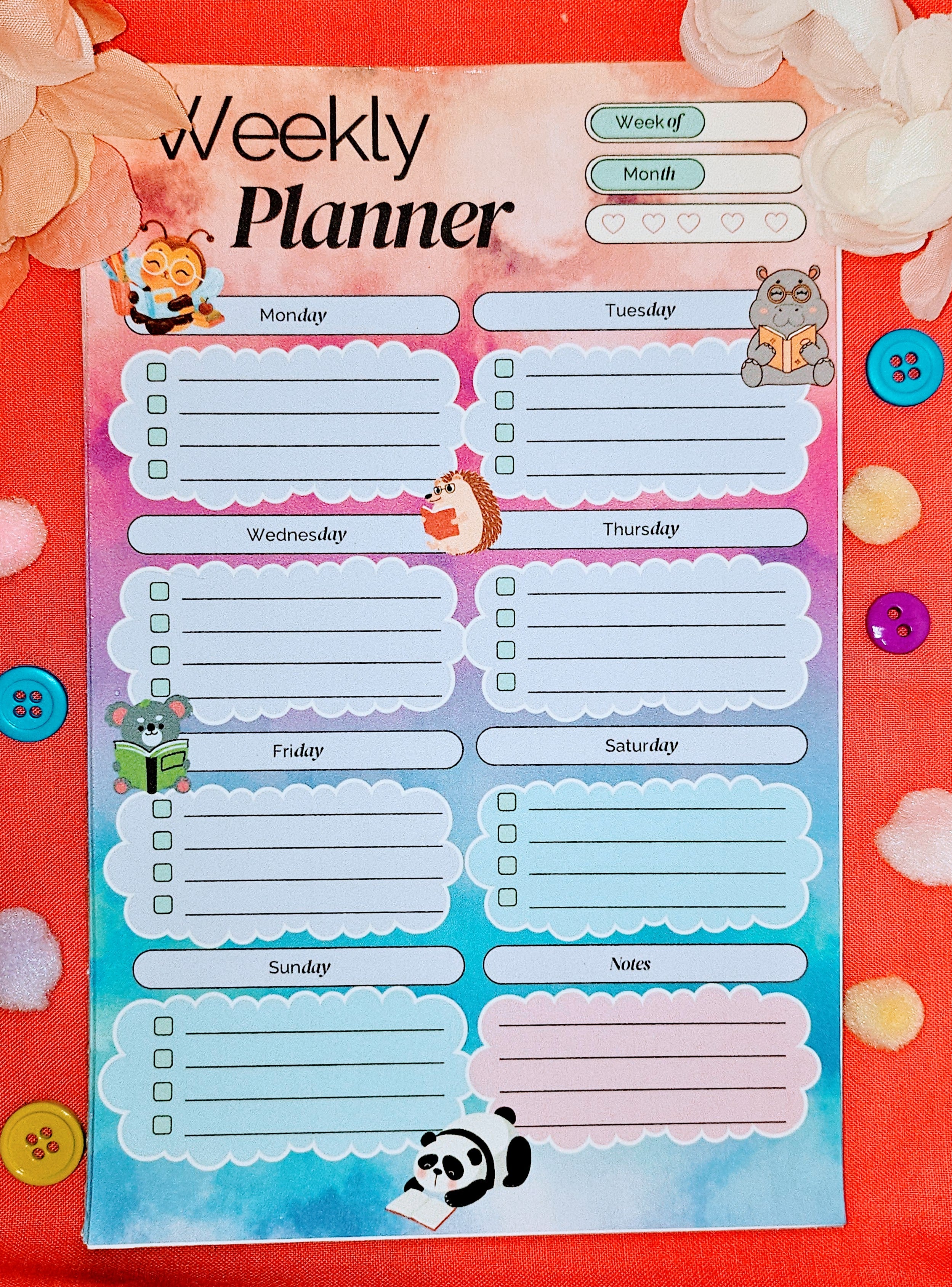 Reading in the Clouds Weekly Planner Notepad 5.5&quot; x 8.5&quot;