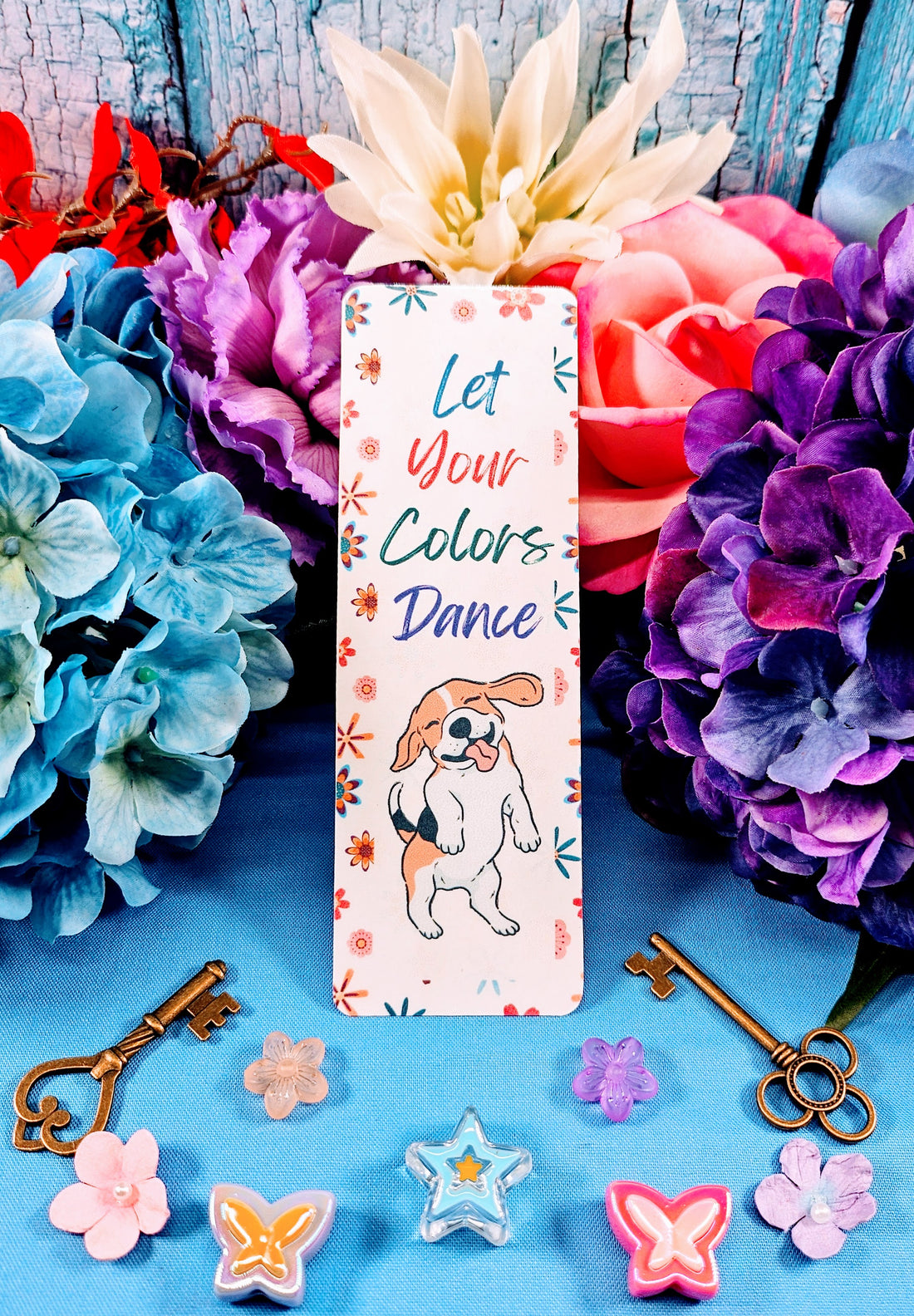 Dog &quot;Let your Colors Dance&quot; Flower Bookmark