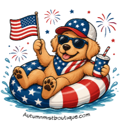 Golden Retriever Patriotic Vinyl Sticker Autumnmist Boutique