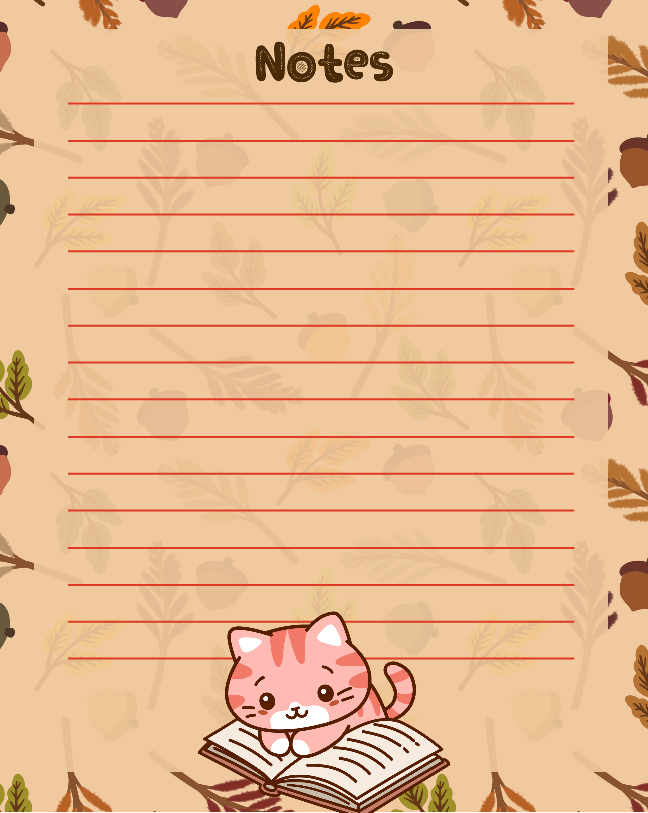 Notes in the Fall – Cozy Cat Notepad