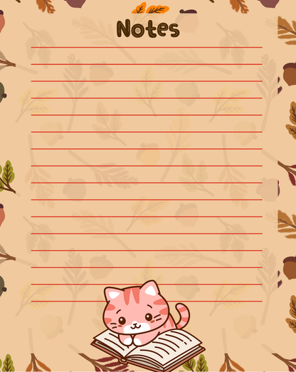 Notes in the Fall – Cozy Cat Notepad