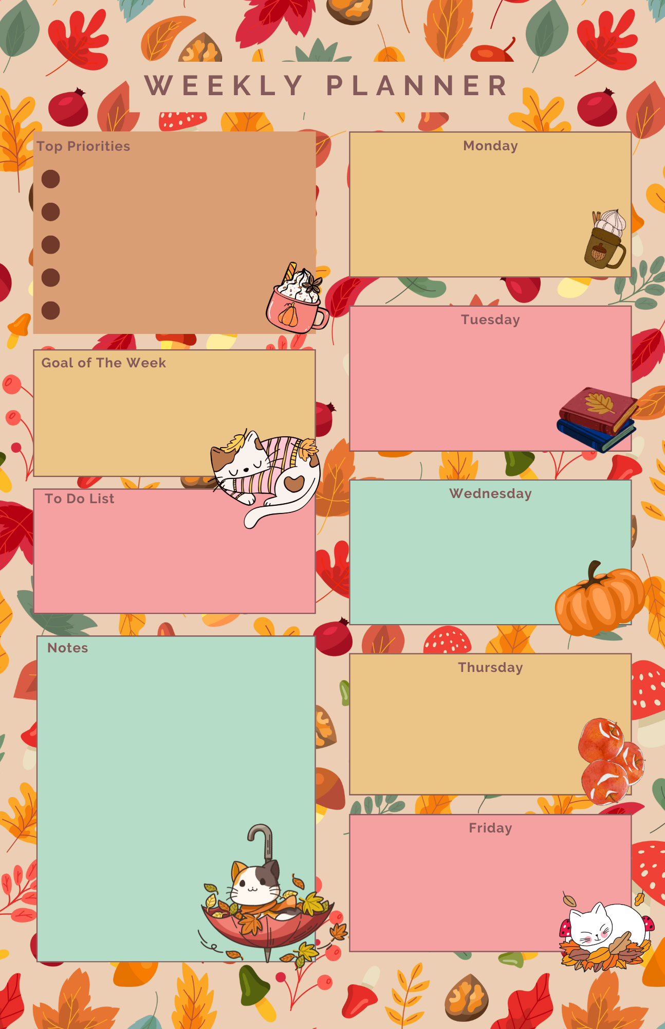 Sweater Weather Weekly Planner Notepad 5.5&quot; x 8.5&quot;