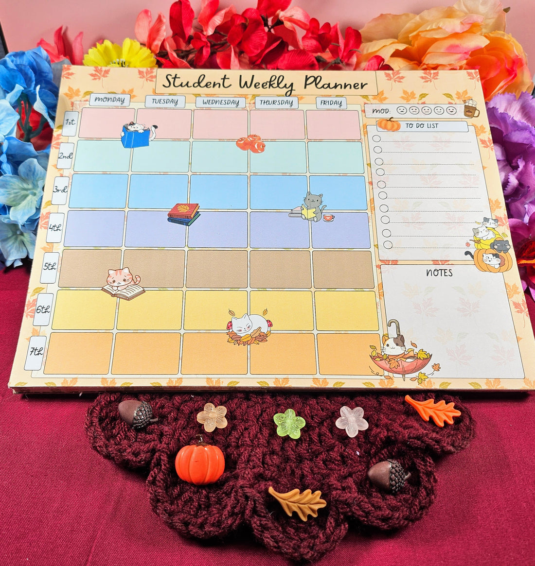 Pumpkin &amp; Paws Weekly Notepad 8.5&quot; x 11&quot; - Bookworm Gift - Notepad