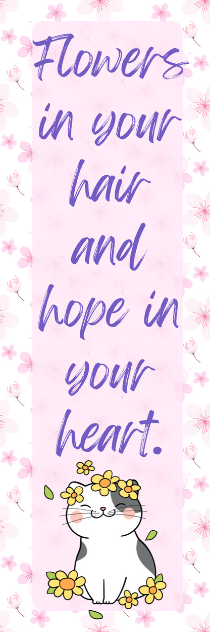 Pink &quot;Flowers in Your Hair&quot; Bookmark