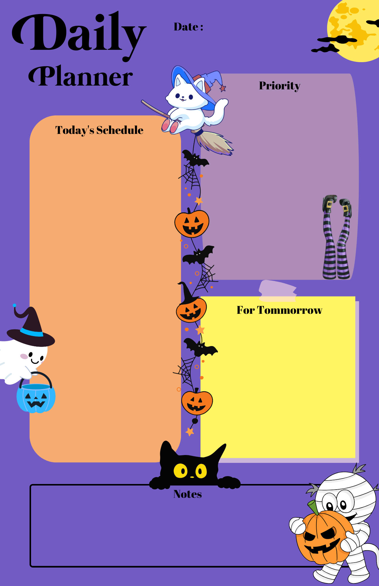 Pumpkins &amp; Priorities Daily Planner Notepad 5.5&quot; x 8.5&quot;