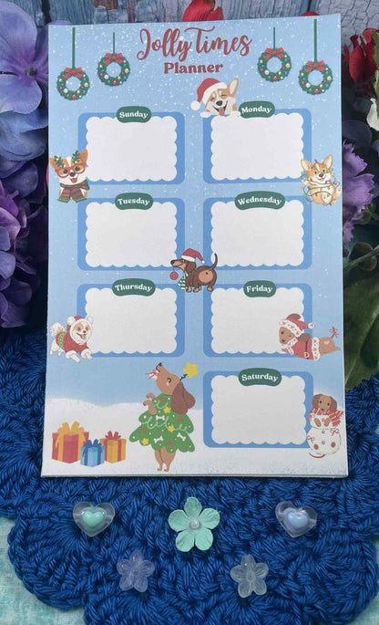Holly Jolly Weekly Planner Notepad 5.5" x 8.5" Autumnmist Boutique
