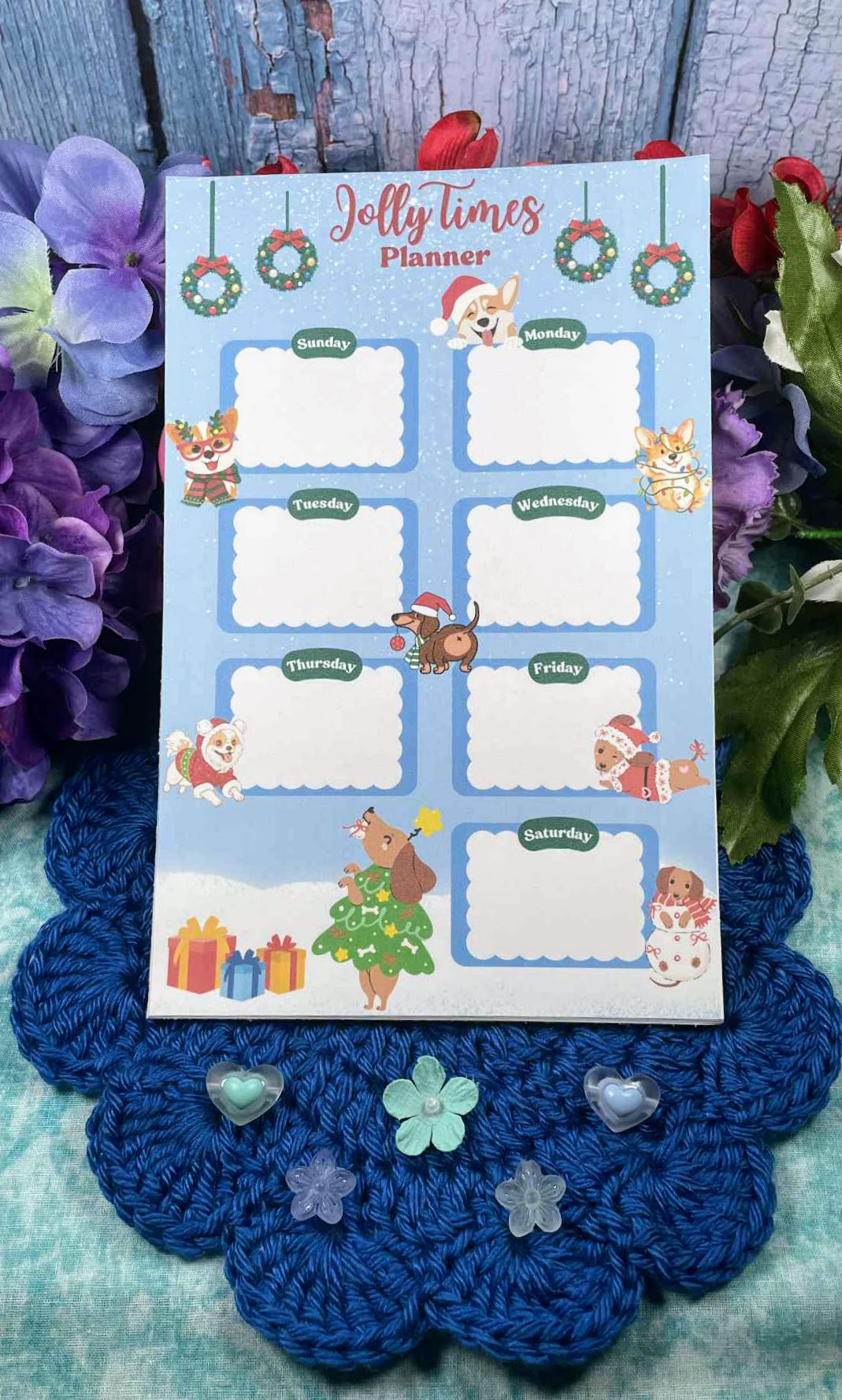 Holly Jolly Weekly Planner Notepad 5.5" x 8.5" Autumnmist Boutique