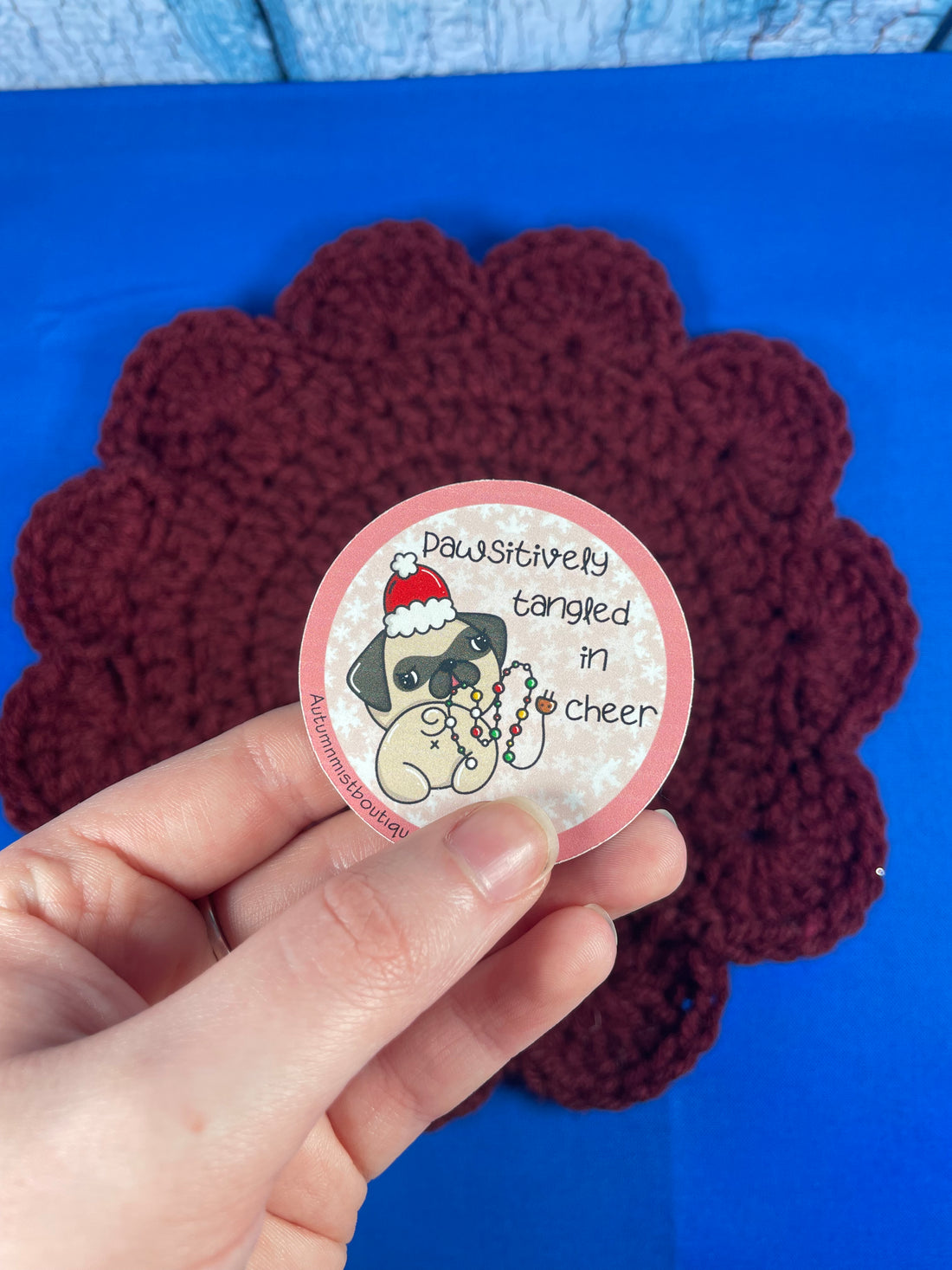 Pawsitively Tangled in Cheer Sticker